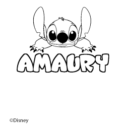 Coloriage pr&eacute;nom AMAURY - d&eacute;cor Stitch