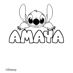 Coloriage pr&eacute;nom AMAYA - d&eacute;cor Stitch