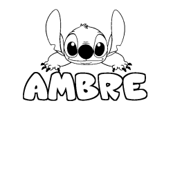 Coloriage prénom AMBRE - décor Stitch