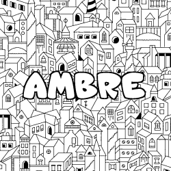 Coloriage prénom AMBRE - décor Ville