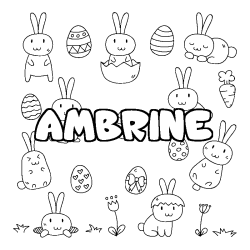 Coloriage pr&eacute;nom AMBRINE - d&eacute;cor Paques