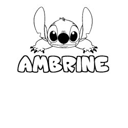 Coloriage prénom AMBRINE - décor Stitch