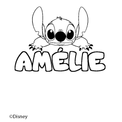 Coloriage pr&eacute;nom AM&Eacute;LIE - d&eacute;cor Stitch