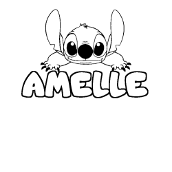 Coloriage prénom AMELLE - décor Stitch
