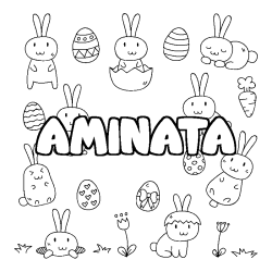 Coloriage pr&eacute;nom AMINATA - d&eacute;cor Paques