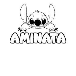 Coloriage prénom AMINATA - décor Stitch
