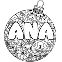Coloriage prénom ANA - décor Boule de Noël