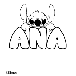 Coloriage pr&eacute;nom ANA - d&eacute;cor Stitch