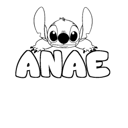 Coloriage prénom ANAE - décor Stitch