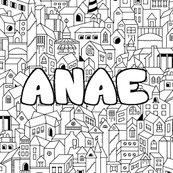 Coloriage prénom ANAE - décor Ville