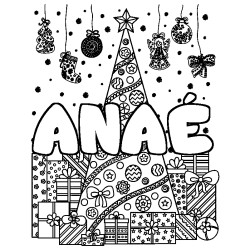 Coloriage ANA&Eacute; - d&eacute;cor Sapin et Cadeaux