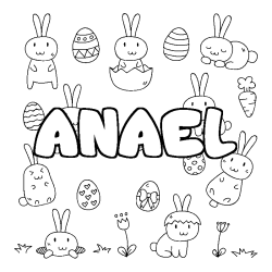 Coloriage prénom ANAEL - décor Paques
