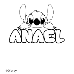 Coloriage pr&eacute;nom ANAEL - d&eacute;cor Stitch
