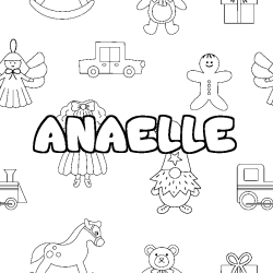 Coloriage prénom ANAELLE - décor Jouets
