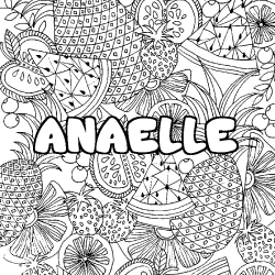 Coloriage pr&eacute;nom ANAELLE - d&eacute;cor Mandala fruits