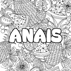 Coloriage prénom ANAIS - décor Mandala fruits
