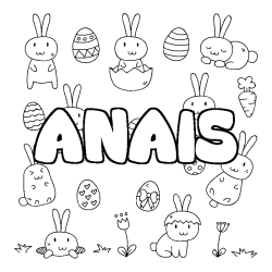 Coloriage pr&eacute;nom ANAIS - d&eacute;cor Paques
