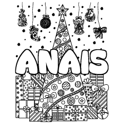 Coloriage ANAIS - d&eacute;cor Sapin et Cadeaux