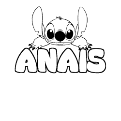 Coloriage prénom ANAIS - décor Stitch