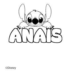 Coloriage pr&eacute;nom ANAIS - d&eacute;cor Stitch