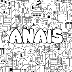 Coloriage prénom ANAIS - décor Ville