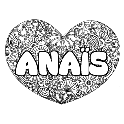 Coloriage ANA&Iuml;S - d&eacute;cor Mandala coeur