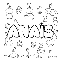 Coloriage pr&eacute;nom ANA&Iuml;S - d&eacute;cor Paques
