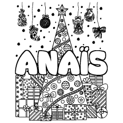 Coloriage ANA&Iuml;S - d&eacute;cor Sapin et Cadeaux