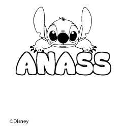 Coloriage pr&eacute;nom ANASS - d&eacute;cor Stitch