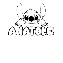 Coloriage prénom ANATOLE - décor Stitch