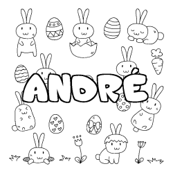 Coloriage pr&eacute;nom ANDR&Eacute; - d&eacute;cor Paques