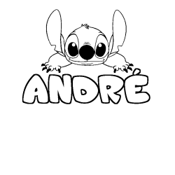 Coloriage prénom ANDRÉ - décor Stitch