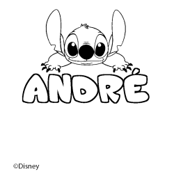 Coloriage pr&eacute;nom ANDR&Eacute; - d&eacute;cor Stitch