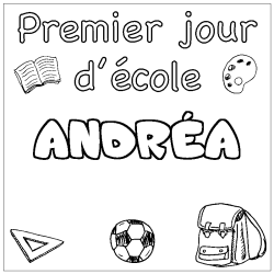 Coloriage ANDR&Eacute;A - d&eacute;cor Premier jour d'&eacute;cole