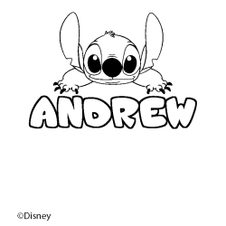 Coloriage pr&eacute;nom ANDREW - d&eacute;cor Stitch