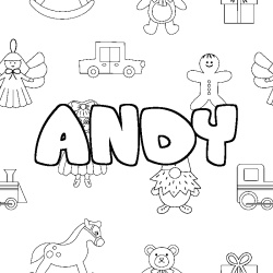 Coloriage ANDY - d&eacute;cor Jouets