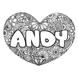 Coloriage ANDY - d&eacute;cor Mandala coeur