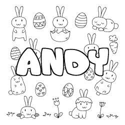Coloriage ANDY - d&eacute;cor Paques