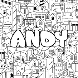 Coloriage ANDY - d&eacute;cor Ville