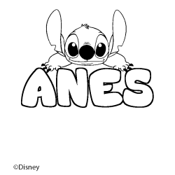 Coloriage pr&eacute;nom ANES - d&eacute;cor Stitch