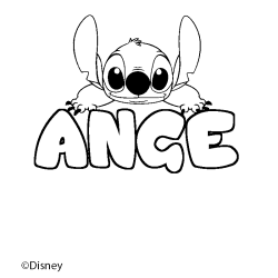Coloriage pr&eacute;nom ANGE - d&eacute;cor Stitch
