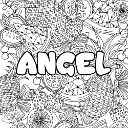 Coloriage ANGEL - d&eacute;cor Mandala fruits