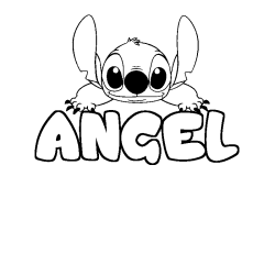 Coloriage prénom ANGEL - décor Stitch