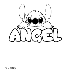 Coloriage pr&eacute;nom ANGEL - d&eacute;cor Stitch