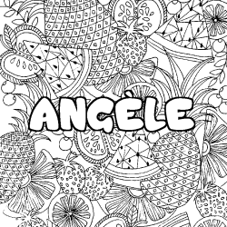 Coloriage pr&eacute;nom ANG&Egrave;LE - d&eacute;cor Mandala fruits