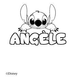 Coloriage pr&eacute;nom ANG&Egrave;LE - d&eacute;cor Stitch