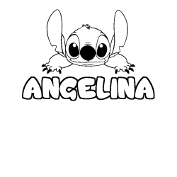 Coloriage prénom ANGELINA - décor Stitch