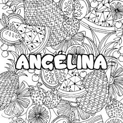 Coloriage prénom ANGÉLINA - décor Mandala fruits