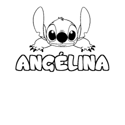 Coloriage prénom ANGÉLINA - décor Stitch