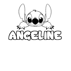 Coloriage prénom ANGELINE - décor Stitch